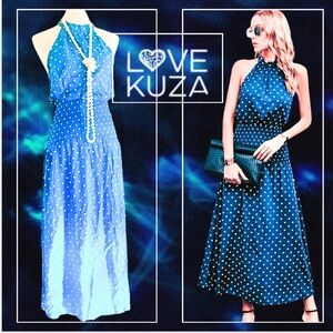 NWT, Love, Kuza,Dotty Delight Dress,Instantly Slimming Wide Smocked Waist,Size M